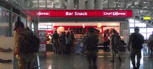 snack bar in the departure lounge at the cagliari airport