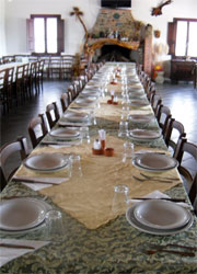 the long rable set in the dining room