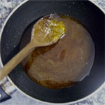 melted sugar ready to add toasted almonds