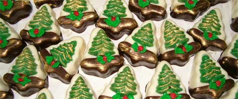 mini orange cream filled christmas tree cookies