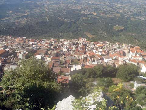 view of baunei from mountain in ogliastra sardinia