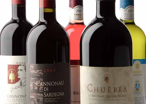 selection of bottles of cannonau wine