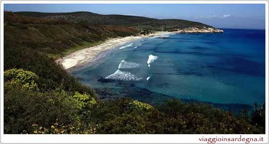The Coaquaddus Beach on the Isle of Sant'Antioco in Sardinia Italy