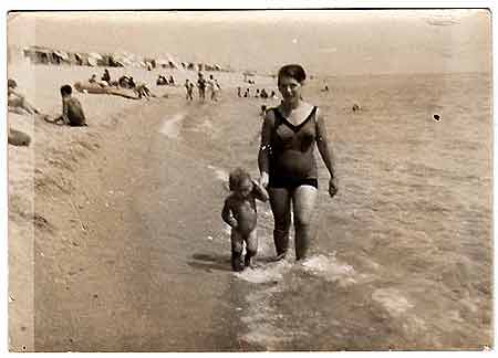 on the sardinia beach mum and me 1967