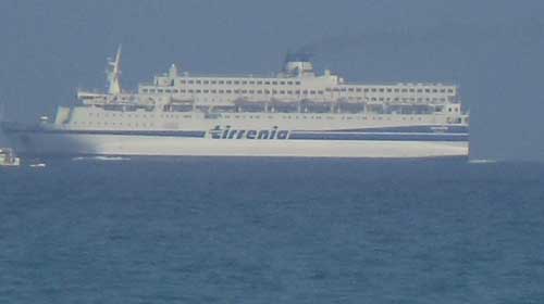 ferry leaving the port of arbatax in sardinia