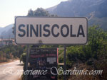 welcome sign post to the town of siniscola sardinia