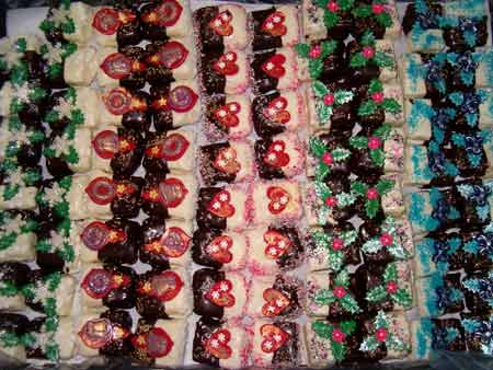 assortment of square christmas cookies