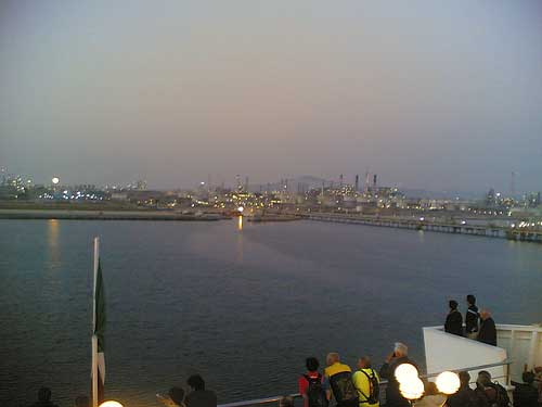 view of the port of italy  porto torres from the sea