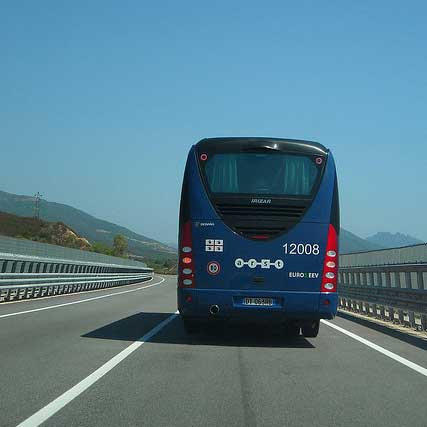 arst bus on the road in sardinia italy