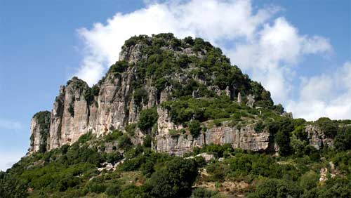the limestone mountains above the town of jerzu in ogliastra