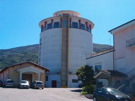  view of the large tower in the winery of jerzu ogliastra