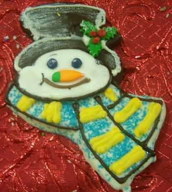 fun snowman with scarf christmas cookie