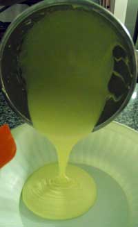 whisked egg yolks ready for the tiramisu 
