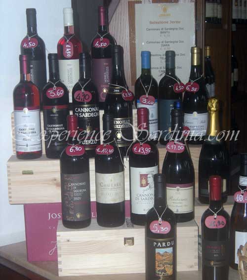 a selection of red cannonau wines