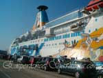 ferry at the docks in porto torres