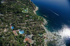 aerial view of the coastline facing the resort
