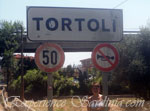 sign post of the town of tortoli near arbatax