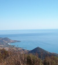 view of the tertenia coastline from the mountains