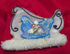 blue decorated santas sleigh cookies
