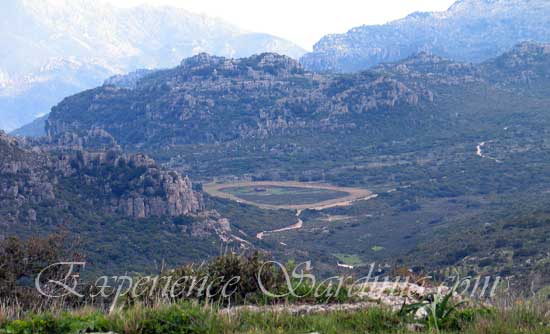 view of valley in tertenia from monte corongiu italy