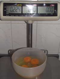weighing the eggs