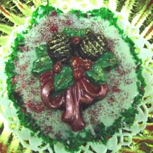 wreath cookie with chocolated molded decorations