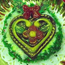 wreath cookie with a chocolate molded heart